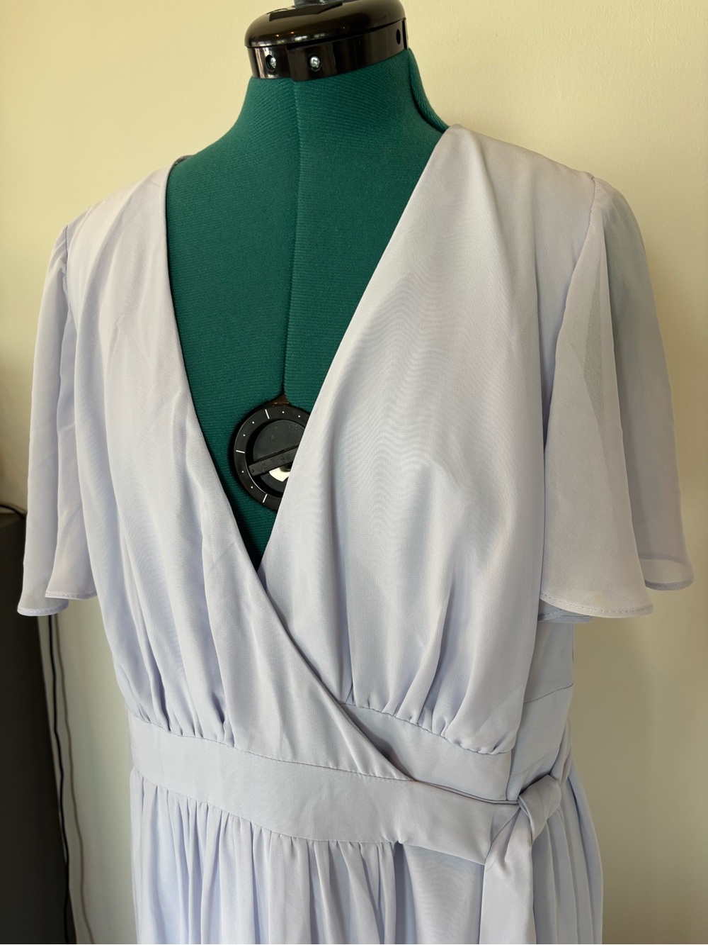 Azazie Ice Blue V-neck wrap dress, A22 or US 12 - Picture 11 of 14